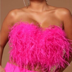 Fashion nova hot pink feather crop top